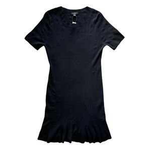 NWT J Crew Knit Dress Womens L Ruffle Hem Preppy Corporate Dressy Gothic Black